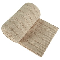 Organictune Cotton Cable Knitted Toddler Throw Blanket, Soft Warm and Breathable Crib Blanket for Boys and Girls, 30" x 40", Apricot