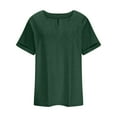 thumbnail image 3 of Brnmxoke Women's Plus Size Solid Color T Shirts Oversized Tees Summer Short Sleeve V Neck Tunic Tops Army Green,XL, 3 of 5