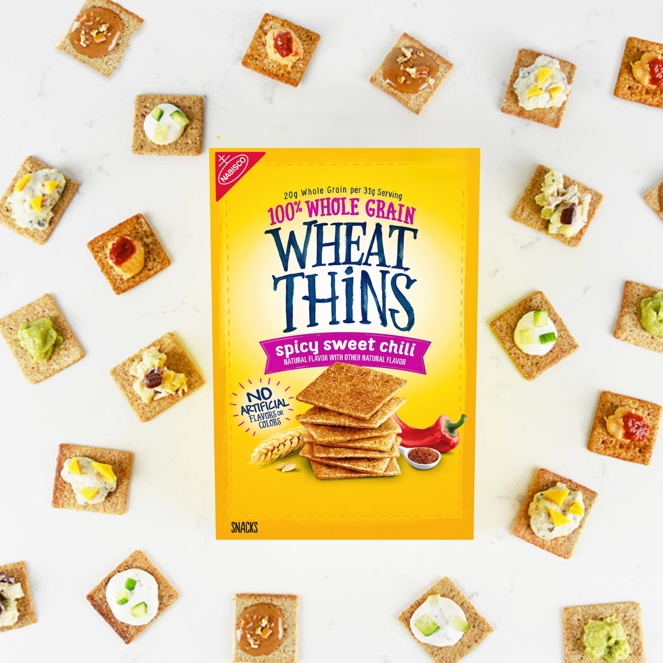 Wheat Thins Spicy Sweet Chili Snacks, Whole Grain Wheat Crackers, Snack Crackers, 8.5 oz