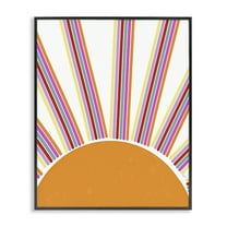 Stupell Industries Retro Striped Sun Rays Landscape & Nature Painting Black Framed Art Print Wall Art, 11 x 14