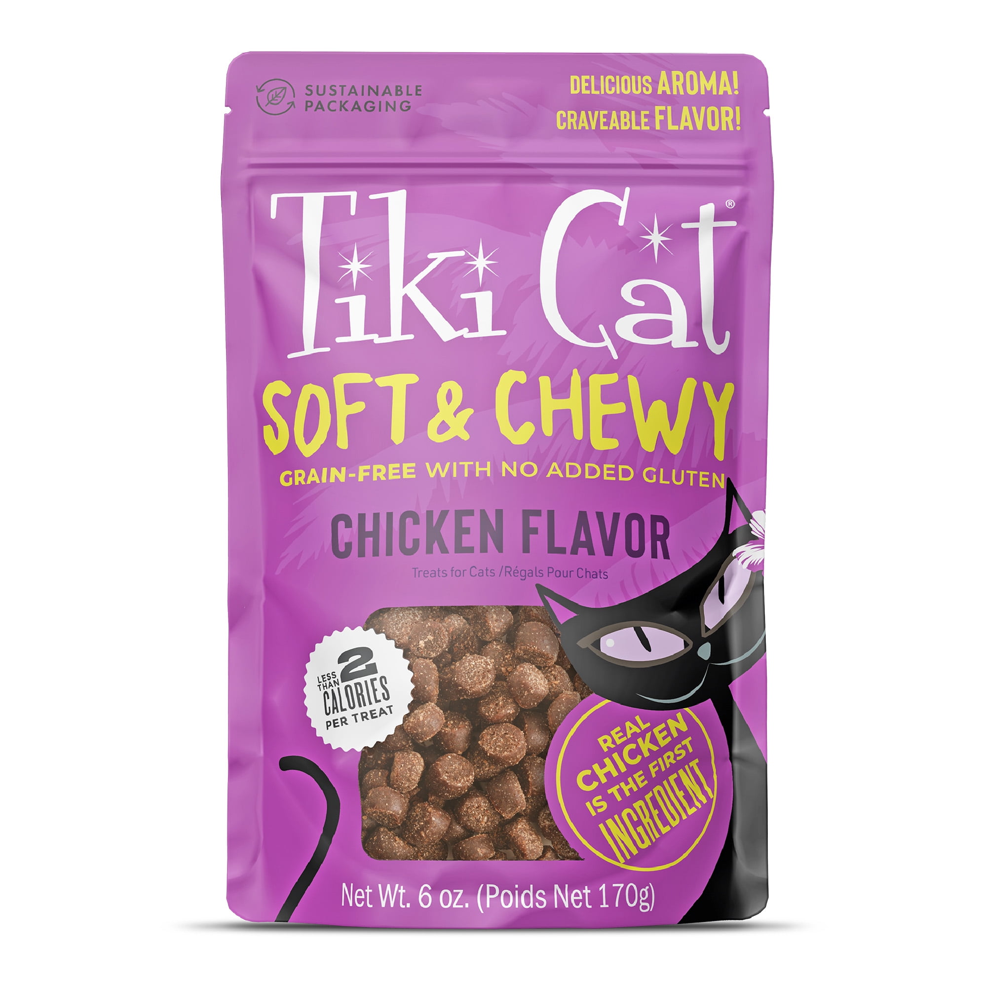 (6 pack) Tiki Cat Soft & Chewy Chicken Flavor Treats, 6 oz. Bag