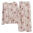 thumbnail image 3 of Yuncity Flannel Pajamas For Women Set Solid Color Teddy Bear Jacquard Warm Suit Winter Thick Warm Home Clothes Pjs Womens Pajama Sets Khaki Cozy, 3 of 8