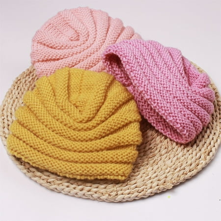 

kpoplk Baby Hats 6-12 Months Toddler Baby Boys Girls Knitted Cap Beaniess Flower Knotted Elastics Turban Hat(Pink)