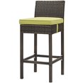 thumbnail image 3 of Contemporary Modern Urban Designer Outdoor Patio Balcony Garden Furniture Bar Side Stool Chair, Set of Two, Fabric Rattan Wicker, Brown Green, 3 of 4