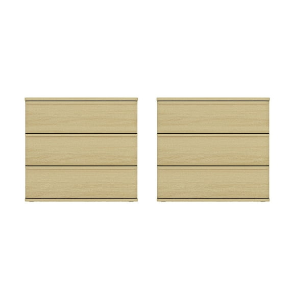 Molly Modern Nightstand with 6 Drawers in Natural Oak - Set of 2