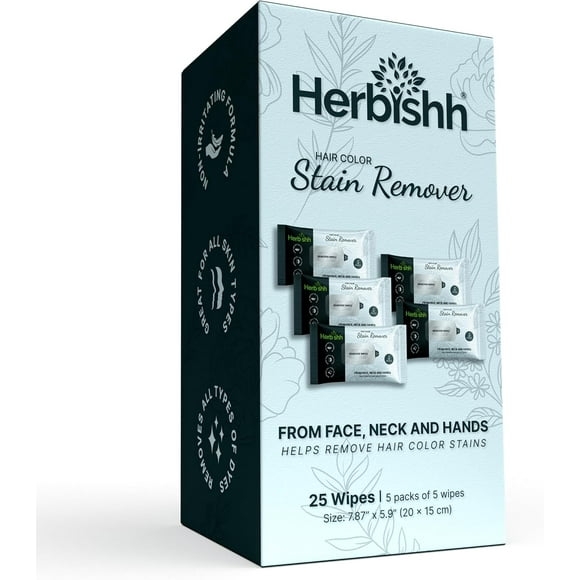 Herbishh Hair Color Stain Remover Wipes - Gentle Formula for Dye Cleanup, Skin-Friendly Travel Pack (Pack of 5)