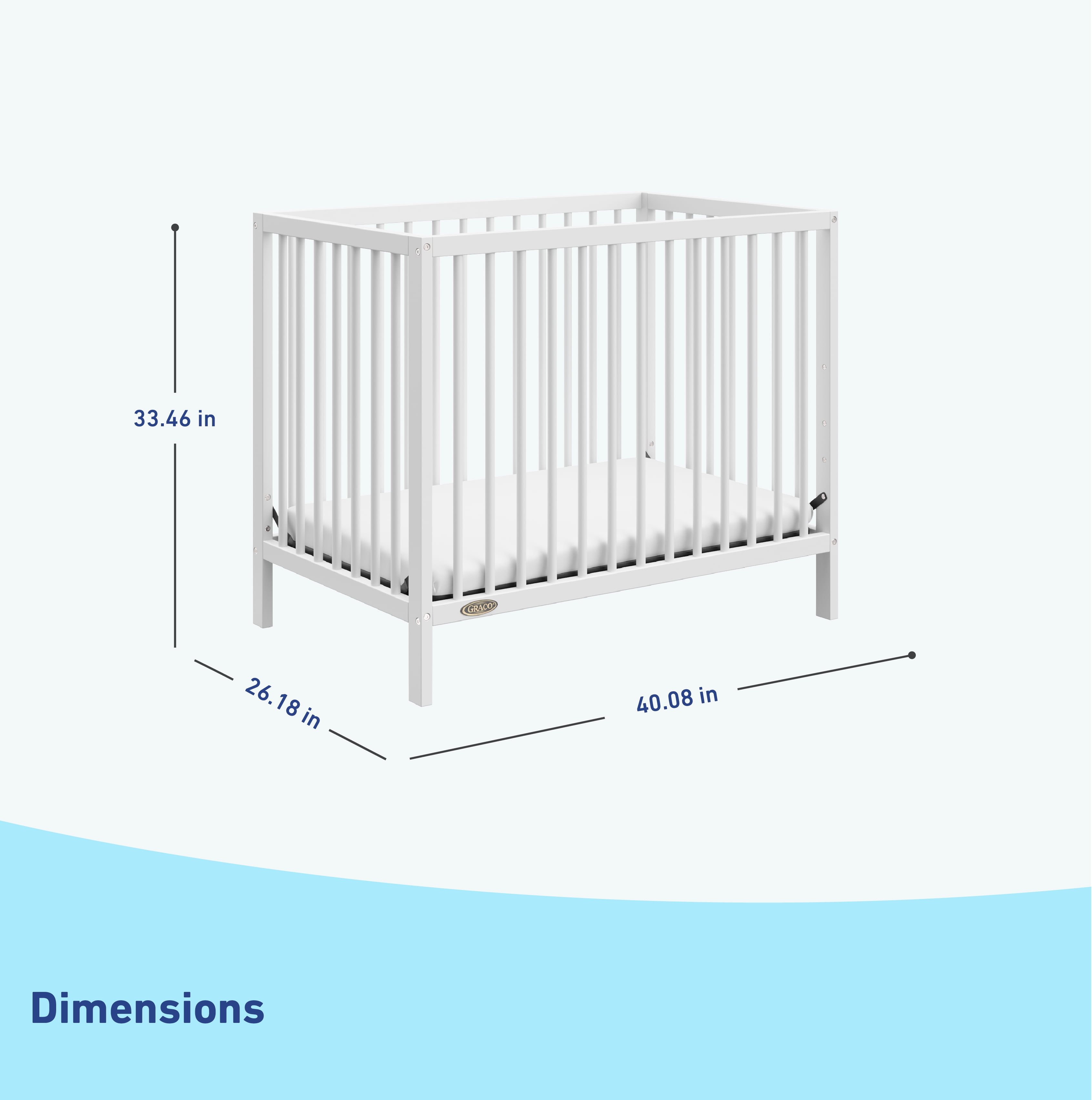 Graco Teddi 4-in-1 Convertible Mini Baby Crib with Mattress, White