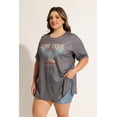 thumbnail image 2 of TIYOMI Plus Size Shirts for Women 3X Oversized Womens Tops Grey Vintage Tee Summer Slit Short Sleeve Tops Crewneck Shirts Eagle Graphic Tee Casual T-Shirt Summer Tee 3XL 22W 24W, 2 of 7