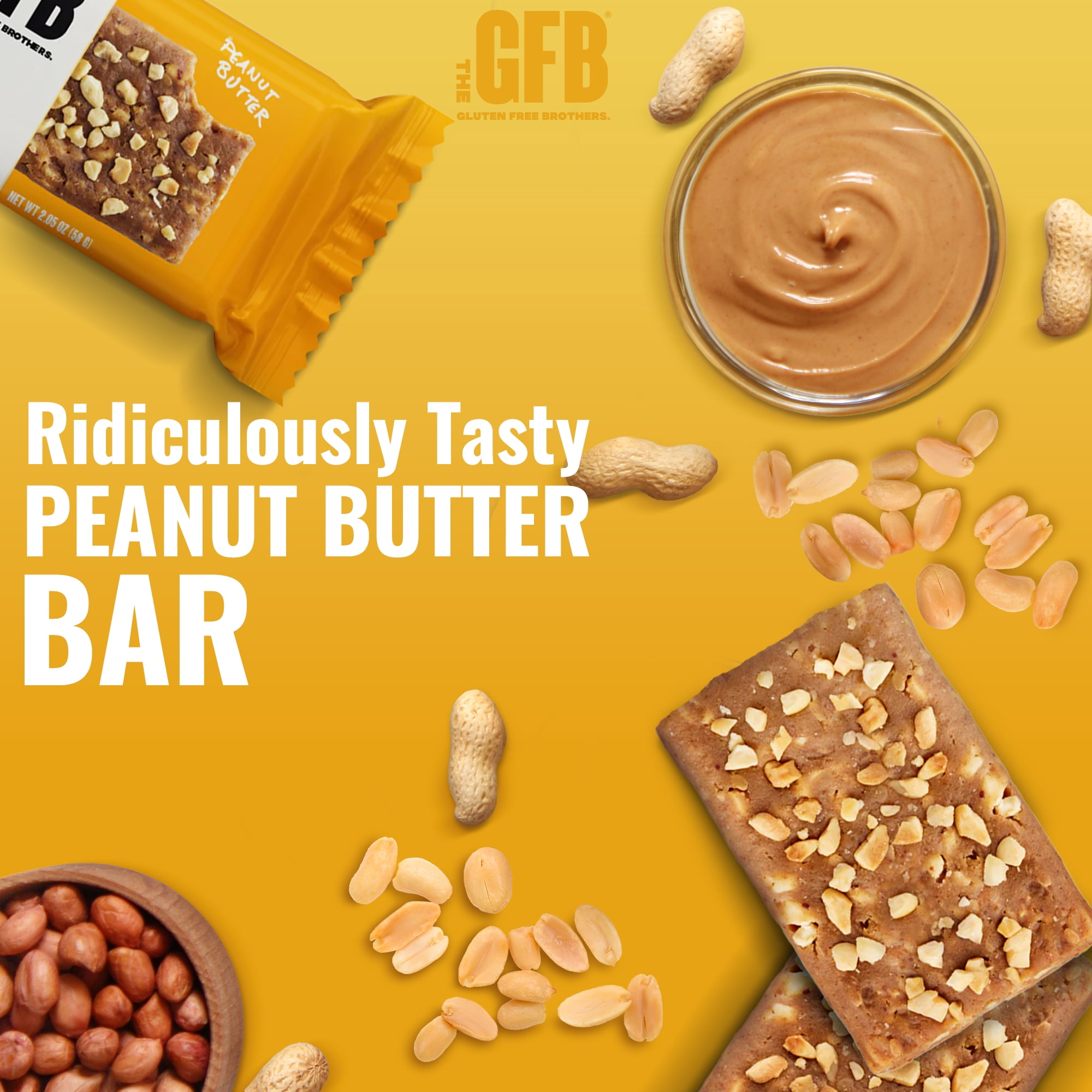 The Gluten Free Brothers – Peanut Butter Plastic Wrapped Bars - Gluten, Dairy, and Soy Free, 2.05 oz (12 Ct)