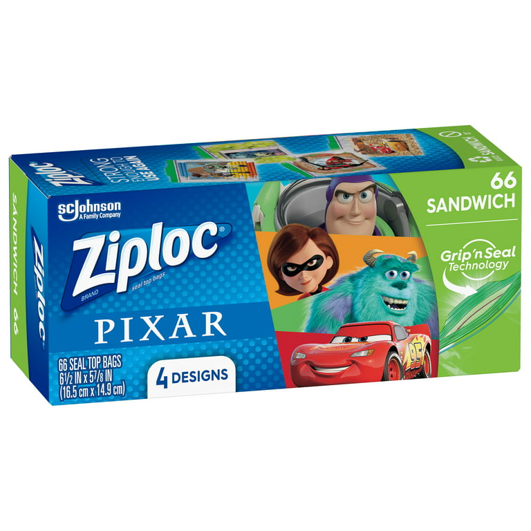 Ziploc® Brand Sandwich Bags Disney and Pixar Designs, 66 Count 