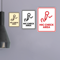 thumbnail image 2 of Signs ByLITA Portrait Round Mic Check Area Door or Wall Sign Easy Installation | Directing Artists & Co-Workers | Music | Concert | Festivals Sign (Ivory/Dark Brown) - Large, 2 of 8