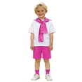 thumbnail image 5 of Kids Cheerleading Outfit Stage Show Preschool Graduation Short Sleeve T-Shirt Tee Tops Casual Shorts Boys Children's Day Outfit Dress up Party 6-7 Years, 5 of 6