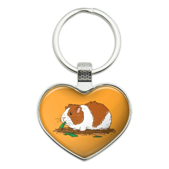 Guinea Pig Eating Heart Love Metal Keychain Key Chain Ring