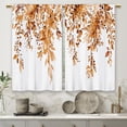 thumbnail image 5 of Eucalyptus Orange Leaves Kitchen Curtains Botanical Floral Plant Small Short Cafe Window Curtains Flower Rod Pocket Bathroom Window Drapes Treatment Tier Curtains 2 Panels (26x36 Inch), 5 of 6