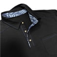 thumbnail image 6 of Yusimy Mens Spread Collar Long Sleeve Shirt Contrast Placket Button Pullover Classic Casual Golf Tennis Active Daily Wear, 6 of 6