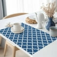 thumbnail image 3 of Steel Blue White Geometric Placemats Set of 8, Minimalist Morocco Pattern Table Mats Washable Heat-Resistant Non-Slip Place Mats for Kitchen Dinner Table Indoor Outdoor Decor,13x19 Inch, 3 of 9