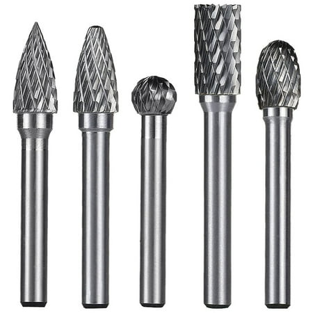 

5 Pieces of 1/4 Inch (Approximately 0.6 cm) Handle Diameter Double Cut Carbide Burr Set Carving Tool