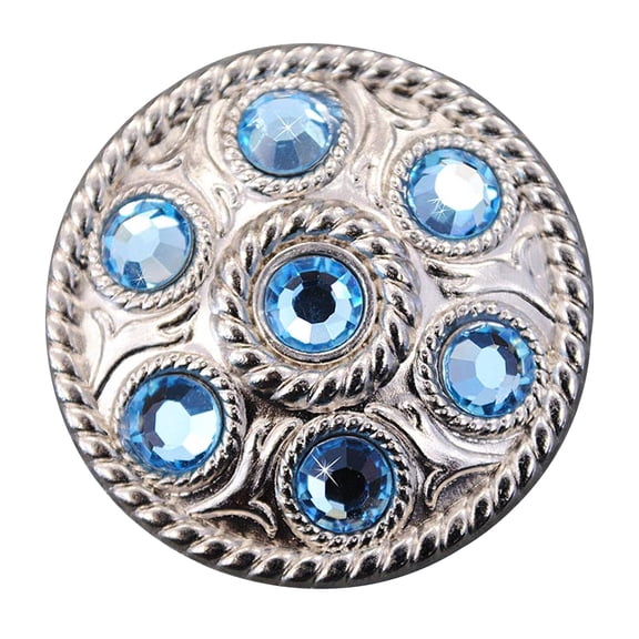 Set Of 4 Western Screw Back Concho Blue Crystal Wheel Bling Cowgirl