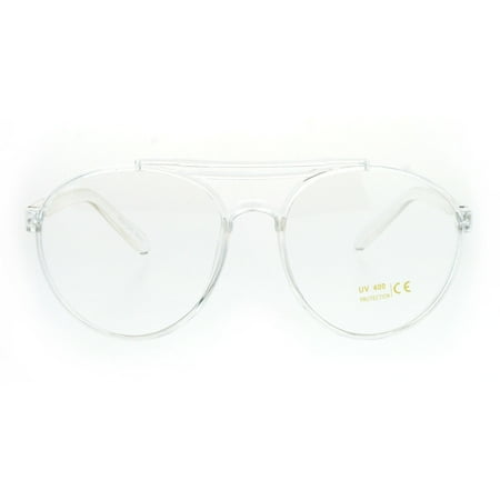 Unique Nerdy Clear Frame Plastic Aviator Racer Style Clear Lens Eye Glasses