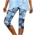 thumbnail image 4 of SBYOJLPB Women's Casual Fashion Capri Leggings Printed Yoga Pants Tight Yoga Style Cropped Pants​, 4 of 7