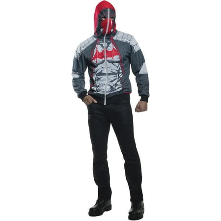 Adult's Red Hood Hoodie With Attached Zip-up Mask Hood Batman Villian