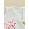 thumbnail image 6 of Bagilaanoe 2pcs Newborn Baby Girl Shorts Set Short Sleeve Letter Print T Shirt Tops + Checkerboard Shorts 3M 6M 9M 12M 18M 24M Infant Casual Summer Clothes, 6 of 9