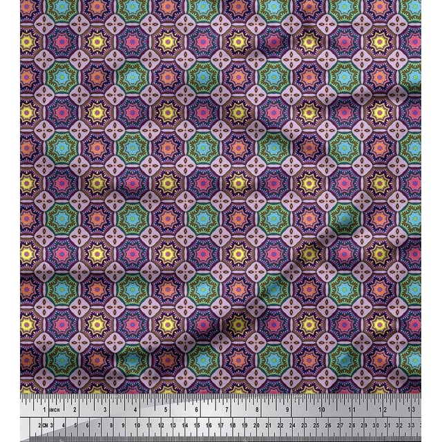 Soimoi Rayon Fabric Floral Mandala Print Fabric by The Yard 56 Inch Wide