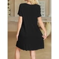 thumbnail image 3 of Avidlove Bamboo Viscose Nightgowns for Women Ruffled Short Sleeve Sleepshirts Soft Pajamas Dress with Chest Pocekts S-3XL, 3 of 6