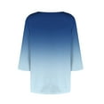 thumbnail image 3 of Women's Casual 3/4 Sleeve T-Shirts Round Neck Cute Tunic Tops Gradient Print Basic Blouses Business Work Tee Top, 3 of 4
