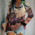 thumbnail image 2 of Gorillaz Womens T Shirts V Neck Long Sleeve Tops Causal Loose Summer T-Shirts 4XL, 2 of 7