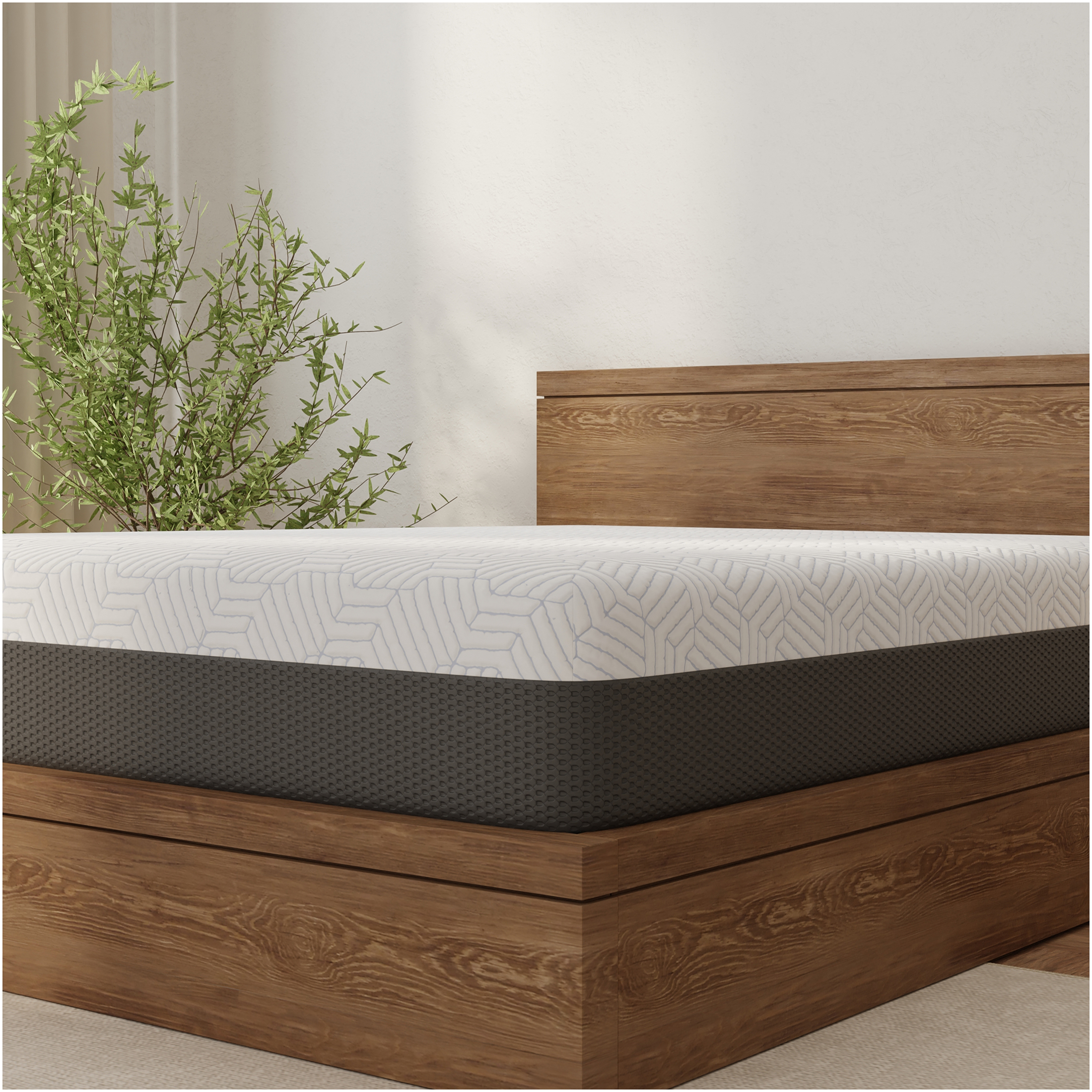 JERFIT California King Size 12 Inch Cooling Gel Memory Foam Mattress, Medium Firm Support with CertiPUR-US Certified, Bed in a Box, White Gray