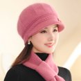 thumbnail image 3 of UTSJKR Winter Hats for Women Windproof Ear Protection Fleece Beret Hat Chunky Knitted Scarf 2 Piece Sets Outdoor Cold Weather Pink, 3 of 9