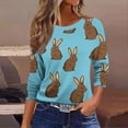 thumbnail image 6 of Idoravan 3/4 Sleeve Tops for Women Trendy Women's Fashion Easter Printed T-shirt 3/4 Sleeves Blouse Round Neck Casual Top, 6 of 7