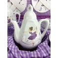 Delton Porcelain Tea Set in Basket, Purple Dancer