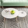 thumbnail image 3 of FFZ 32" inch Round Tempered Glass Table Top Marble White Dining Coffee, 3 of 13
