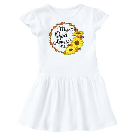 

Inktastic My Opa Loves Me with Sunflower Wreath Gift Toddler Girl Dress