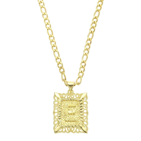 Uxcell 20" Initial Letter Pendant Necklace for Men Women, Capital Alphabet E, Gold