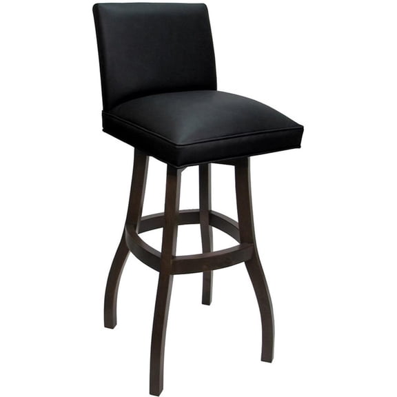 Extra Tall Solid Wood Bar Stool Sommerville 34" Seat - Black Vinyl - Dark Walnut