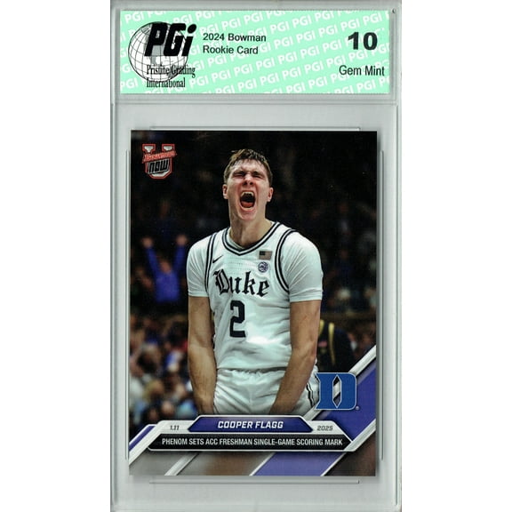 Cooper Flagg 2024 Bowman University Now #44 Freshman Scoring Rookie Card PGI 10