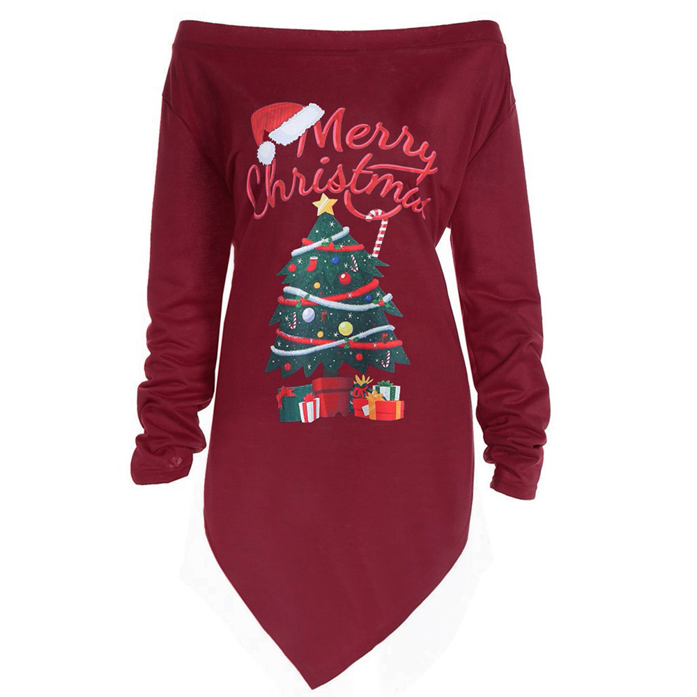 Tuscom Women Xmas Print Letter Dress 