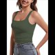 thumbnail image 1 of Camisetas Sin Mangas con Doble Forro para Mujer, Estilo Y2K, para Salir, Ajustadas, Sin Mangas, con Cuello Cuadrado, para Verano. Verde L, 1 of 8