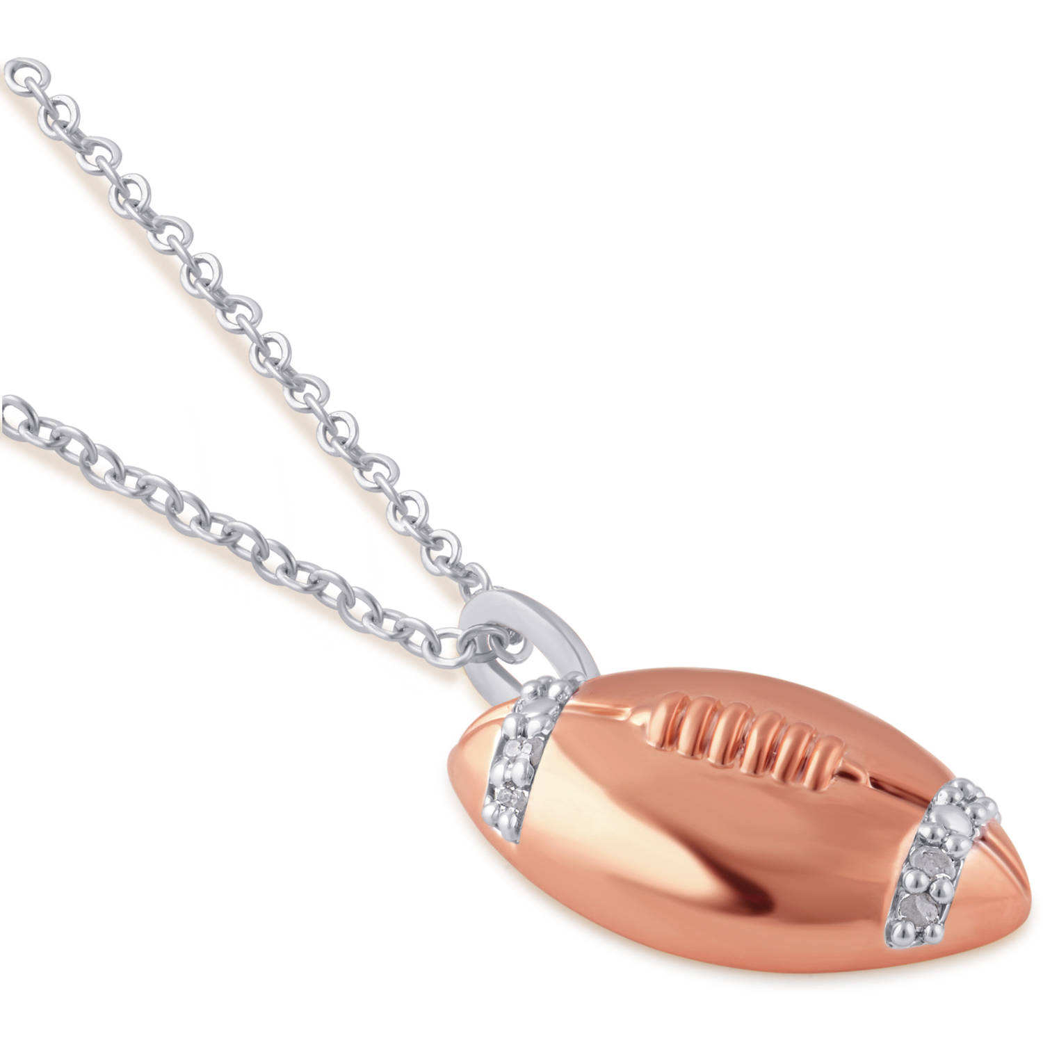 Arista Diamond Accent 14K Rose Tone American Football Pendant in Brass, 18"
