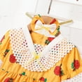 thumbnail image 5 of Kucnuzki Newborn Baby Girl Clothes 3 Months Summer Dress 6 Months Short Sleeve V Neck Strawberry Prints Lace Trims Dress Headband 2PCS Set Yellow, 5 of 8