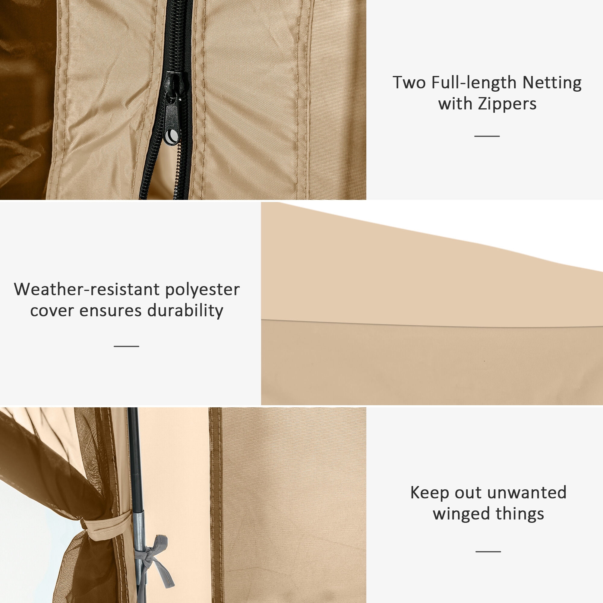 Outdoor Grill, 12' x 12' Hexagon Screen House, Pop Up Tent Portable Gazebo Canopy Shelter with Mesh Netting Walls, Carry Bag and Shaded Interior, Beige, Beige BBQ Grill,Polyester Tabletop Grill