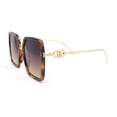thumbnail image 3 of Lion Emblem Diva Oversize Rectangle Butterfly Luxury Fashion Sunglasses Tortoise Gold - Brown, 3 of 4