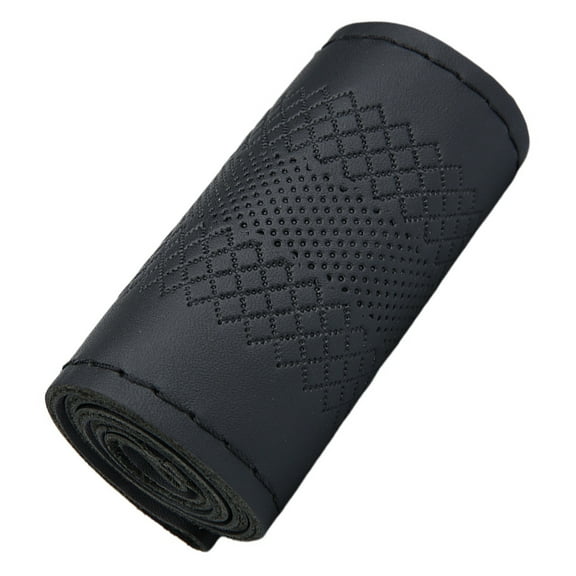Hand Sewn Steering Wheel Wrap Sewing Steering Wheel Cover Leather Steering Wheel Protector Stitch Steering Wheel Wrap for Commercial Vehicles Car Interior Accessories Style 5 Black-Black