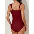 thumbnail image 3 of SHEWIN Women's One Piece Swimsuit Ruched Tummy Control Bathing Suit Adjustable Strap Full Coverage Swimwear, 3 of 11