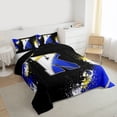 thumbnail image 3 of Feelyou Initial K Letter Bedding Comforter Set, Blue Watercolor Artwork Twin Comforter Sets, Cartoon Basketball Print Reversible Bedding Set, Lightweight Room Decor, 2pcs, 3 of 8