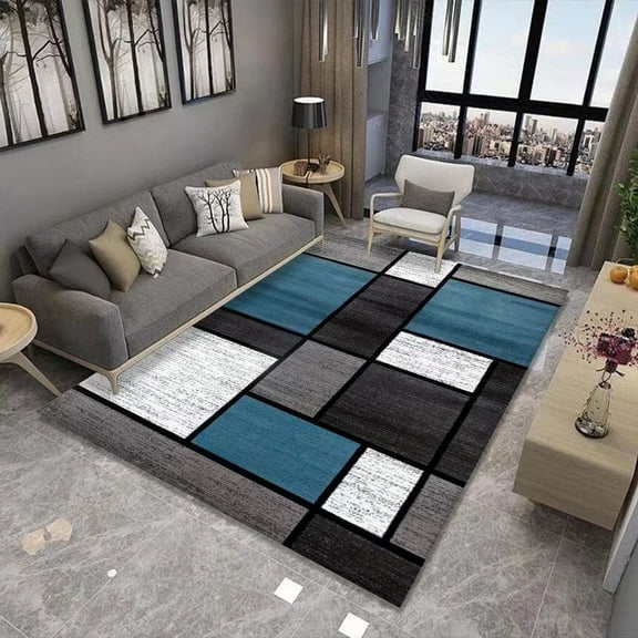Geometric Modern carpets for living room Red Black Creativity Rugs Sofa Chair Beside Mat Light Luxury Rugs for Bedroom tapete