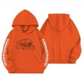 thumbnail image 3 of SonxaHe Toddler Girl Hooded Sweatshirts Baseball Print Long Sleeve Loose Fall and Winter Casual Hoodies Orange,Sized 3-4, 3 of 3